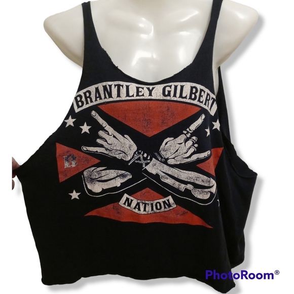 🤑5/$12! Brantley Gilbert Stone Cold Country Crop Top XL *See Measurement - Picture 1 of 4